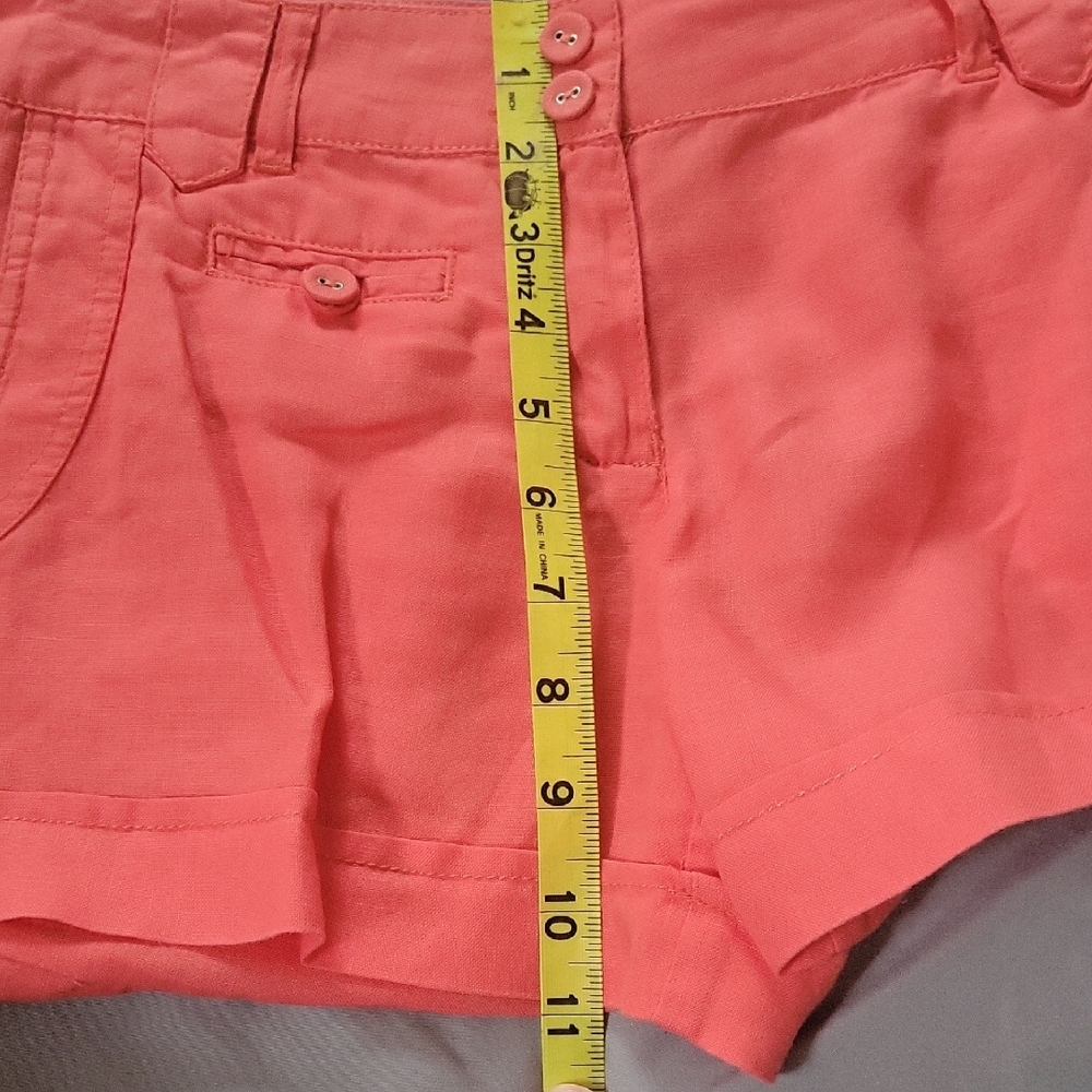 Vantarsi 100% Linen Women's Beachy Resort Wear Bohemian Summer Coral Shorts Sz M - Picture 9 of 9